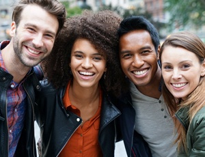 A group of smiling people