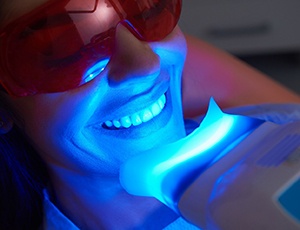 Light shining on someone’s teeth