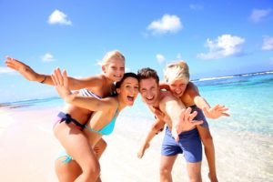 family on beach 