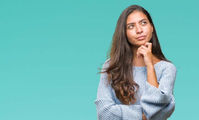 Woman has questioning expression